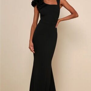 Lulu's Lucette Black Sleeveless Ruffled Mermaid Maxi Dress